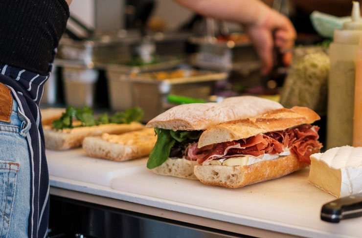 Sandwiches being made at Small's Deli.
